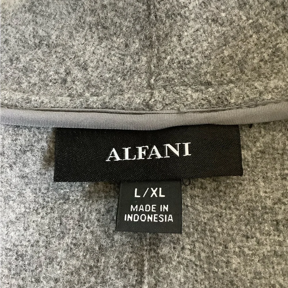 $179 Alfani Women's Gray Colorblocked Wing Collar Belted Waist Jacket Size L/XL